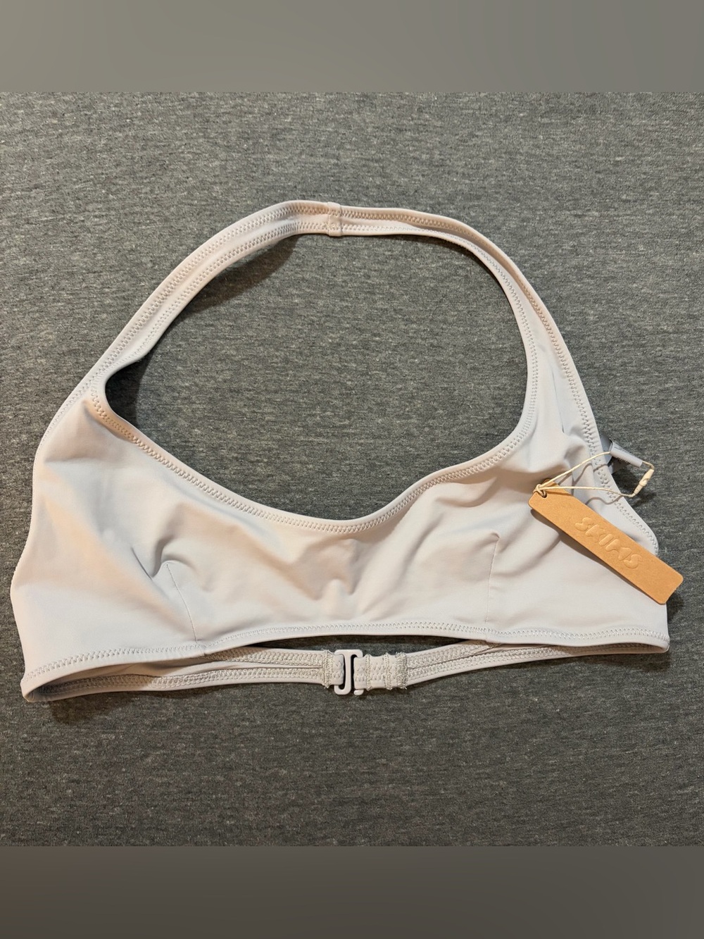NWT SKIMS Recycled Swin Halter Scoop Bikini Top in Limited Edition Chrome
